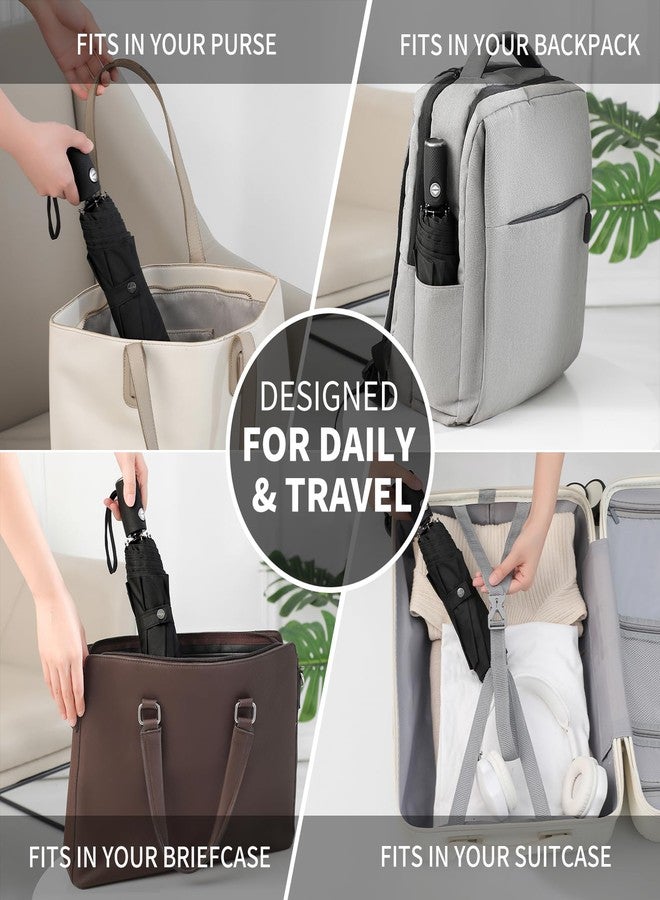 Anntrue Windproof Travel Umbrella, Auto Open Close Lightweight Compact Portable Backpack Folding Umbrella, Perfect for Car, Purse, Men and Women (Black) - Image 3